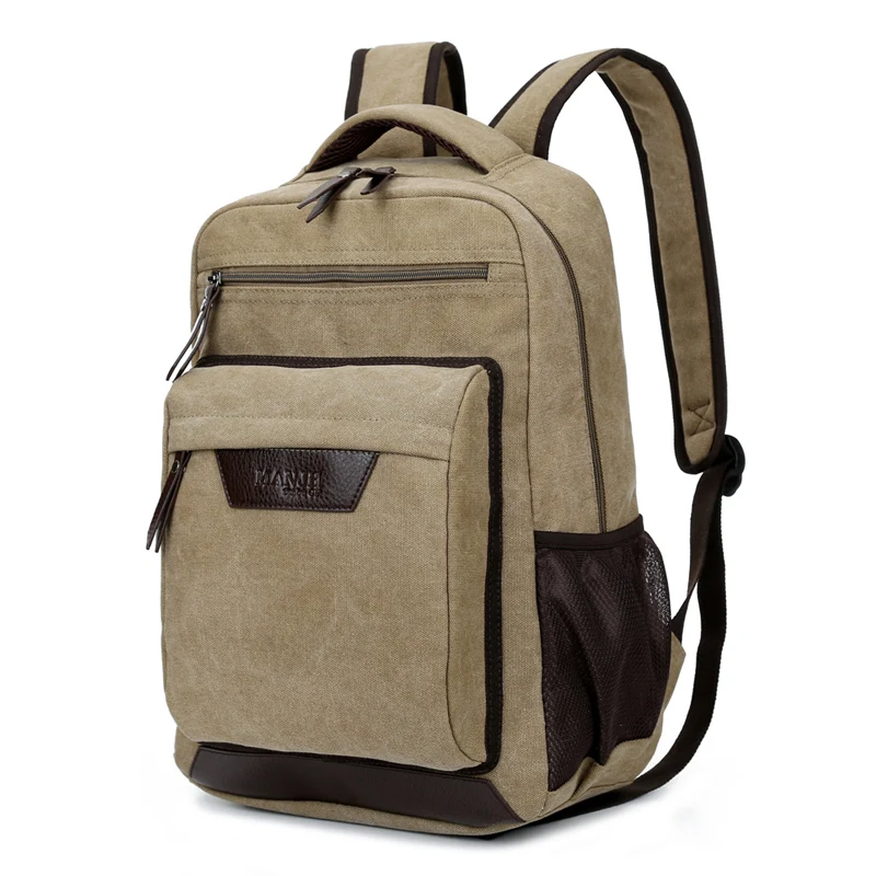 High quality vintage canvas backpack school college laptop back pack