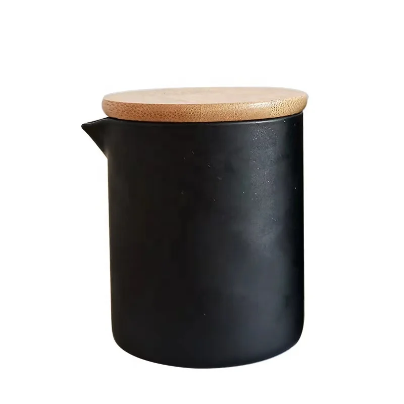 Hot Sale 200ml Clear Black White Frosted Heat Resistant Borosilicate Glass with Bamboo Lids Wholesale for Massage Products