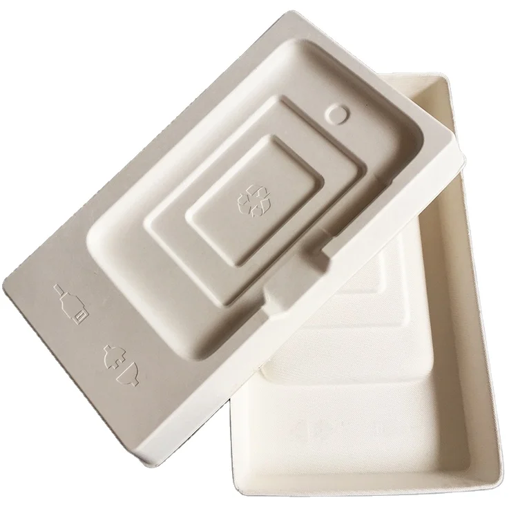 Sugarcane pulp packaging, bagasse pulp paper packaging tray for product packaging