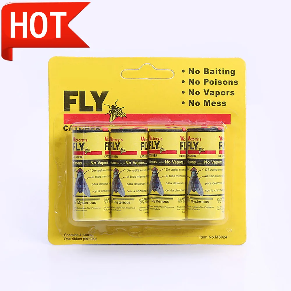 Rolls Sticky Fly Paper Eliminate Flies Insect  Glue Catcher Trap stickers flying insects 4 cards