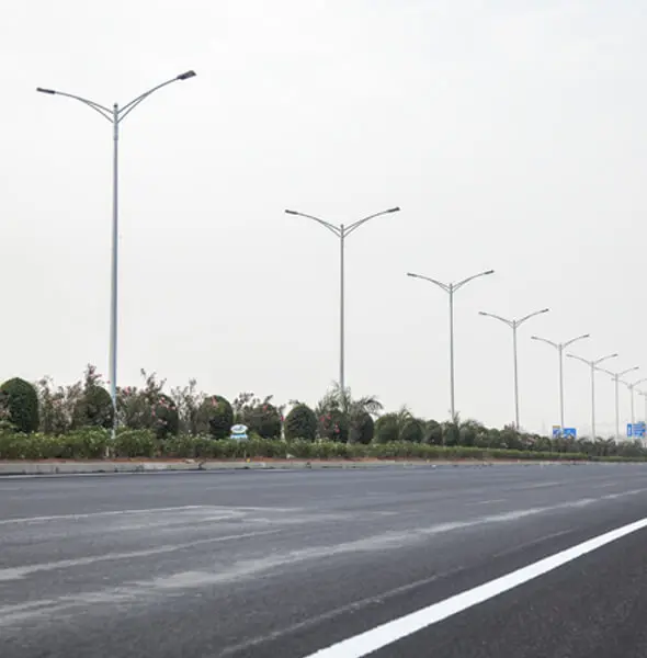 8M to 14M Outdoor Multi Sided Solar Street Light Poles With 2M Cross Arm