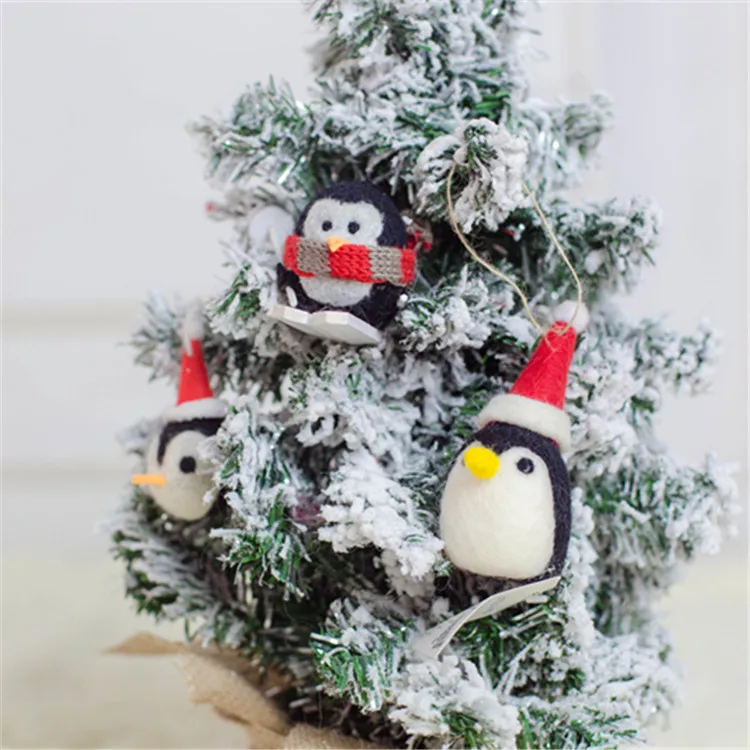 
Cute and realistic needle felting owl handmade wool felted penguin decoraments 