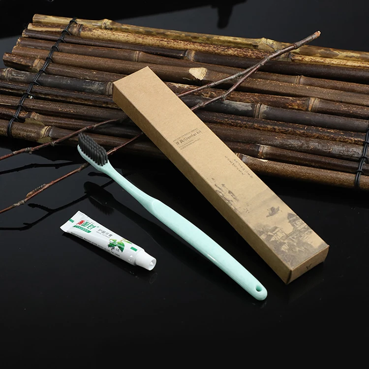 S&J Log Custom Logo Toiletries Kit Disposable Hotel Guestroom Amenities Supplies Set Kraft Paper Package Bathroom