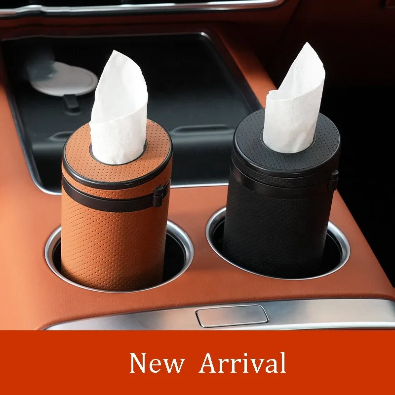 2023 New arrival multi function luxury leather car paper box tissue holder for car
