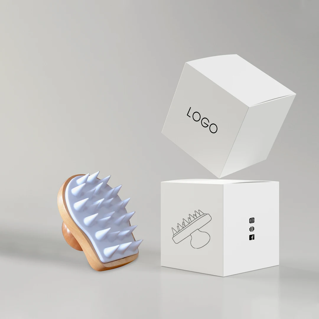 Natural Eco Friendly Wood Handle Hair Shampoo Massage Scalp Brush Silicone Scalp Hair Brush