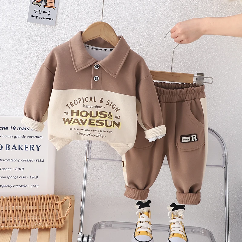 2024 Good Quality Children Clothes Wholesale Sports Wear Long Sleeve Top Casual Trousers Boys Outfits Autumn Kids Clothing