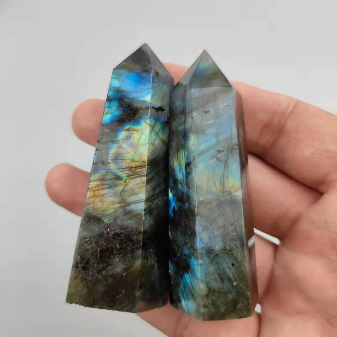 High Quality Natural Crystal Healing Stone Crystal Wand Tower Labradorite Points