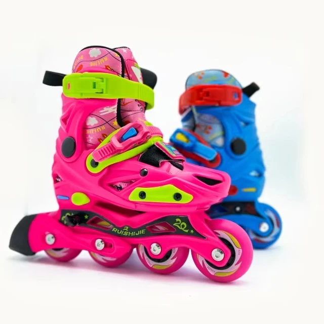 Customizable PU Inline Skates for Kids Adjustable Size Indoor/Outdoor Roller Skate Wheel OEM Product with Flashing Feature