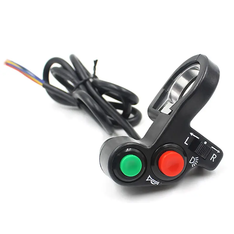 Motorcycle Electric Bike/Scooter Light Turn Signal&Horn Switch ON/OFF Button W/Red Green Buttons 22mm Dia Handlebars