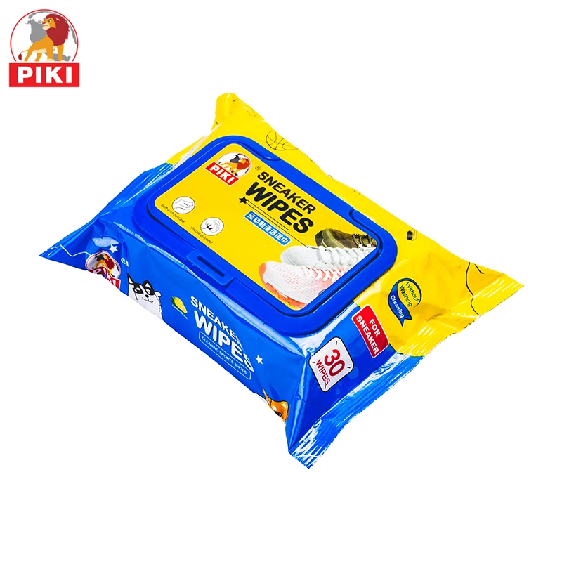Hot new products custom print 30pcs household travel shoe clean wet wipes