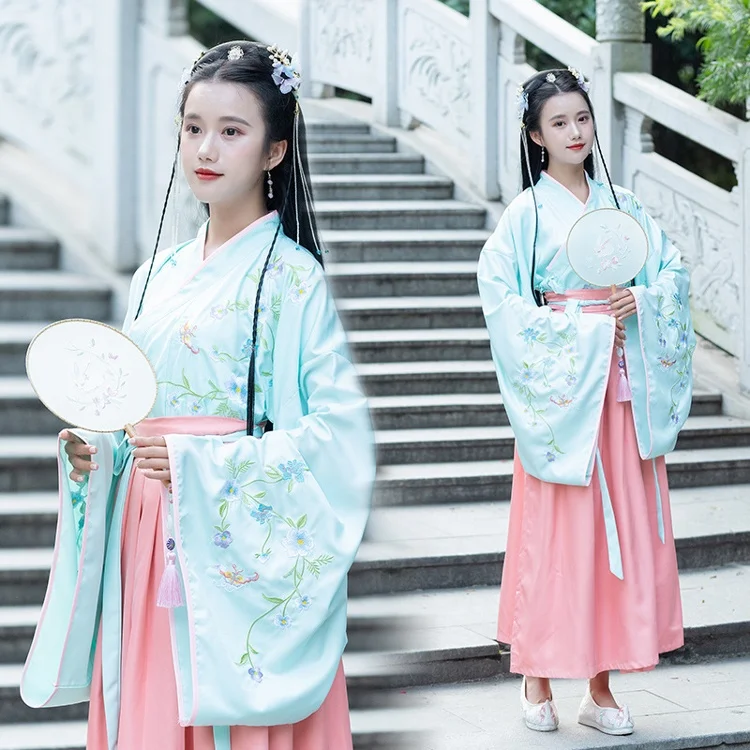 Женское классическое зеленое платье Hanfu готового дизайна, Лидер продаж Aliexpress, китайское традиционное ханьфу для женщин