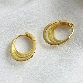 
18k Gold Plated Earrings 925 Sterling Silver Earrings Double Circle Earrings For Women 