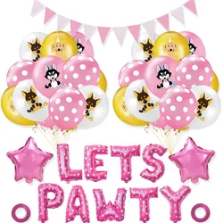 Professional factory pet party balloons set cute dog triangle pull flug reusable party supplies