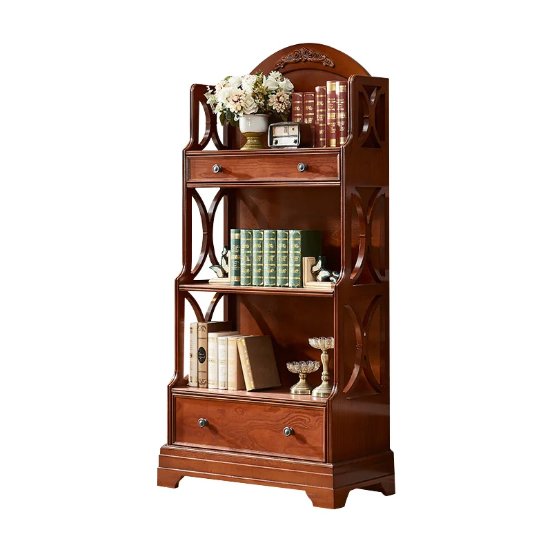 High Quality solid wood bookshelf for living room antique office bookcase with drawers Vintage Display cabinet home furniture