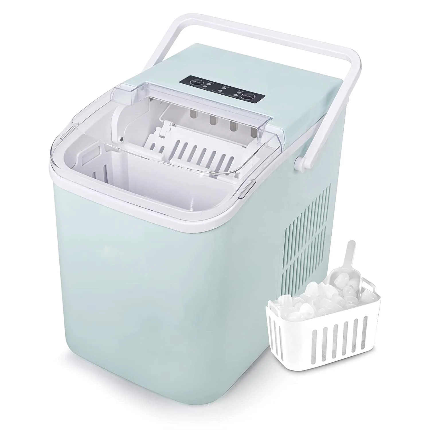 220V Ice Maker Machine Countertop with Handle, 26lbs/24H, 9 Bulle Auto-Cleaning, Home/Kitchen/Camping Portable Ice Maker