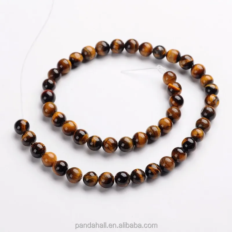 PandaHall 8mm Round Natural Tiger Eye Gemstone Bead