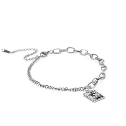Fashion Stainless Steel Tarot Cards Square Charm Bracelet Gold Plated Good Luck Amulet Jewelry for Men