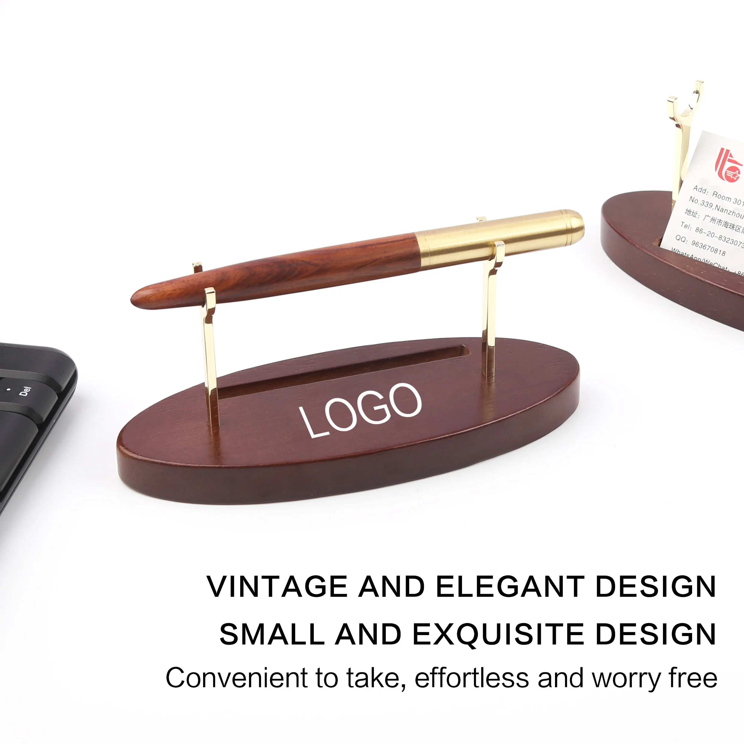 TTX Luxury Office Holder Desk Table Organizer Wood Metal Pen Stand With Name Card