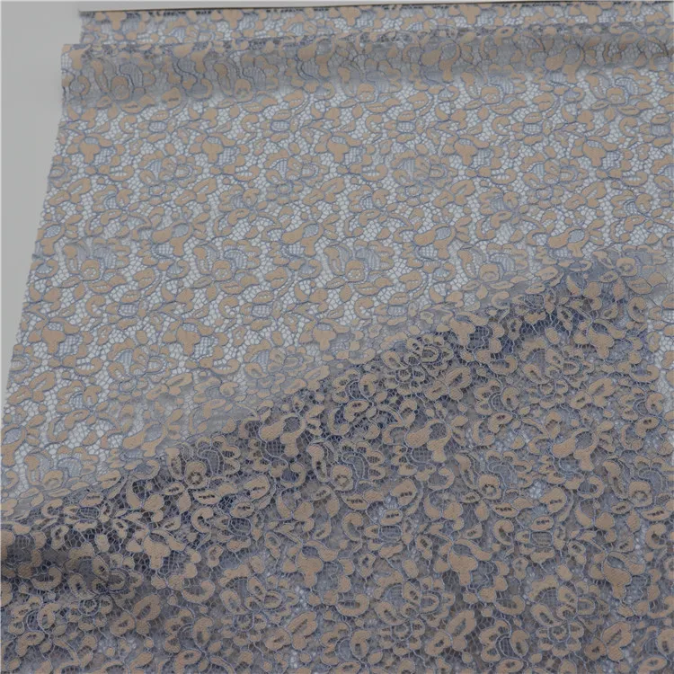 
Hot high quality 66%nylon 34%cotton knitted lace fabric two-tone color with eyelash for dress, underwear, pants,bag, shoes 