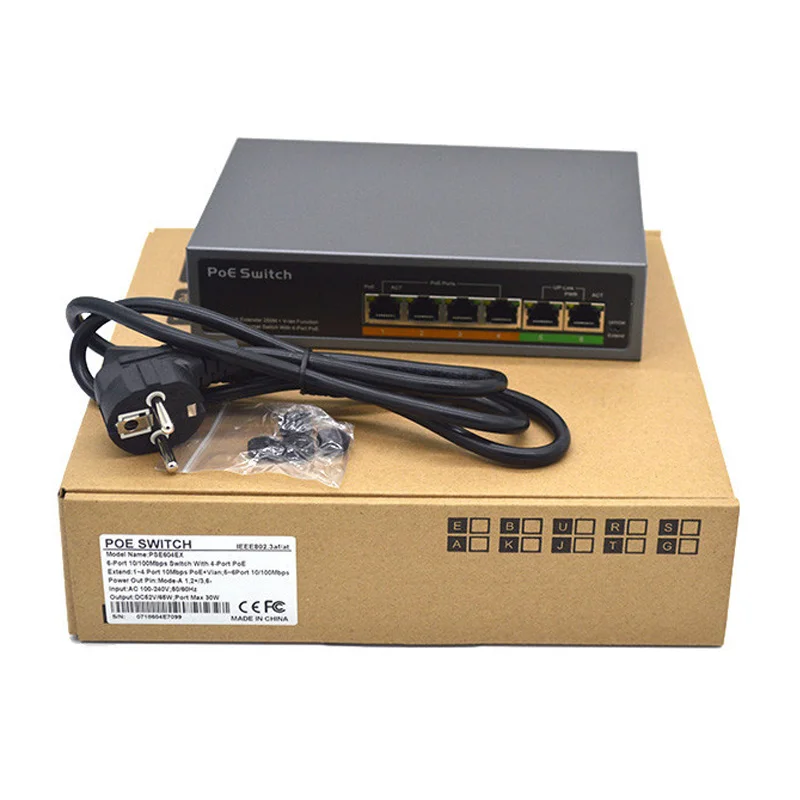  IEEE802.3at или IEEE802.3af poe коммутатор с 4 портами
