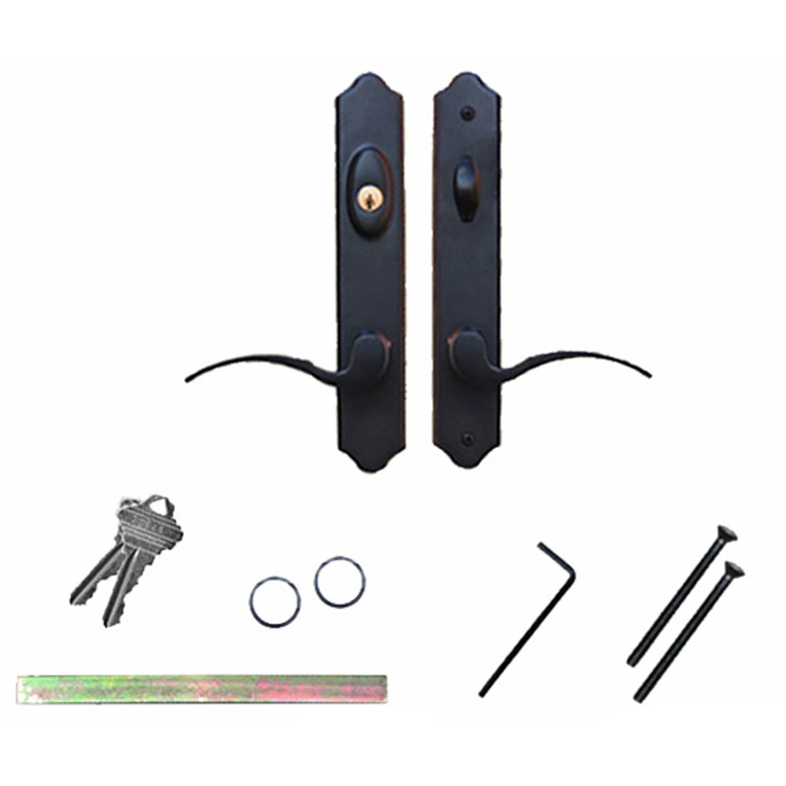 American Cylinder Swing Patio Door Active Handle Set Frenchwood Hinged Door Multipoint Lock Trim with Handle PZ 3-5/8-in (92mm)