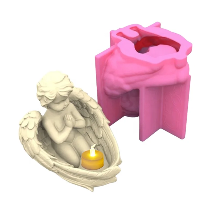 3D забавные Изысканные милые собранные крылья мальчик угловой формы силиконовые DIY ароматические свечи в форме банки для свечей украшения ремесла форма