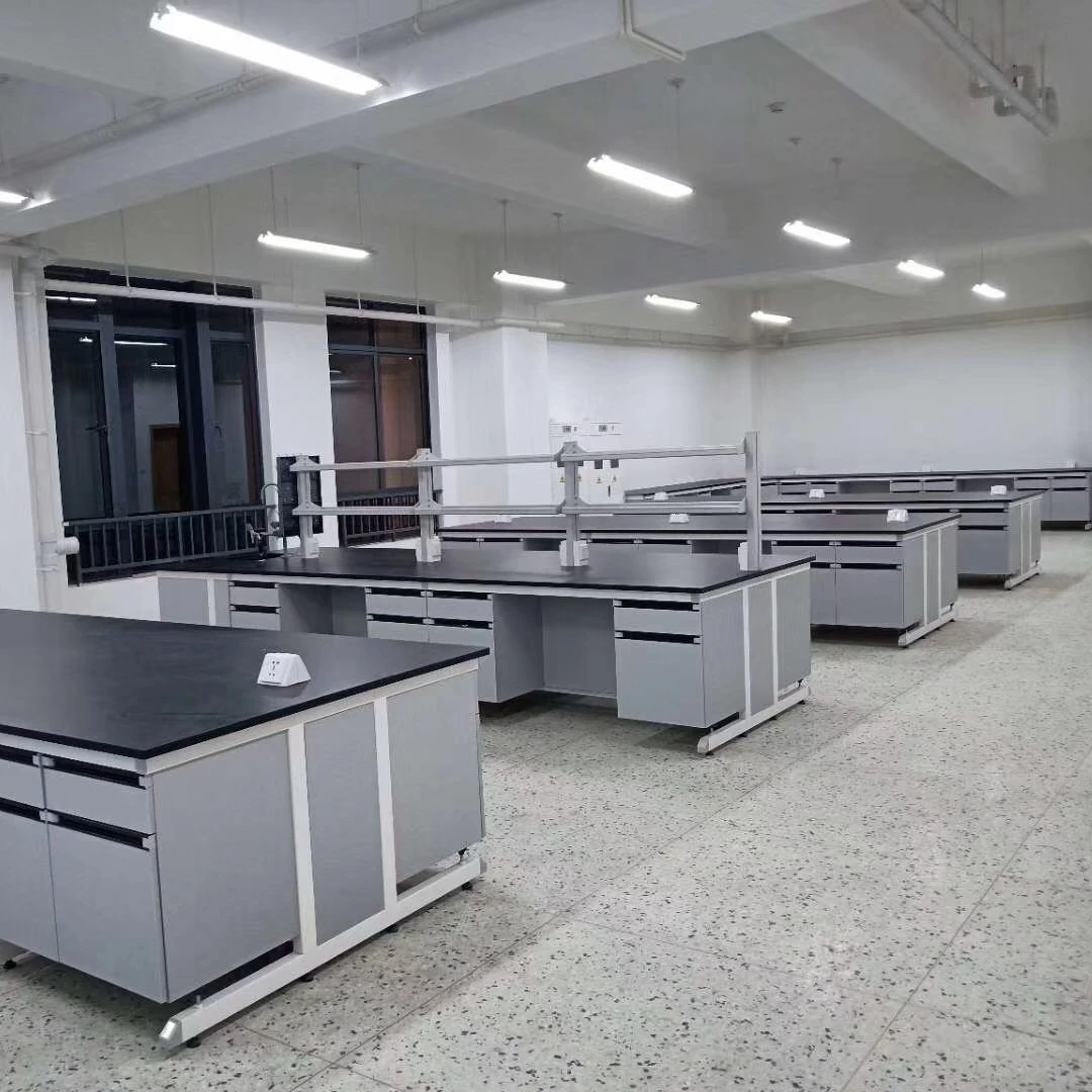 School Laboratory Furniture Chemical and Physical Metal Wooden Lab Bench with Sink and Drawers