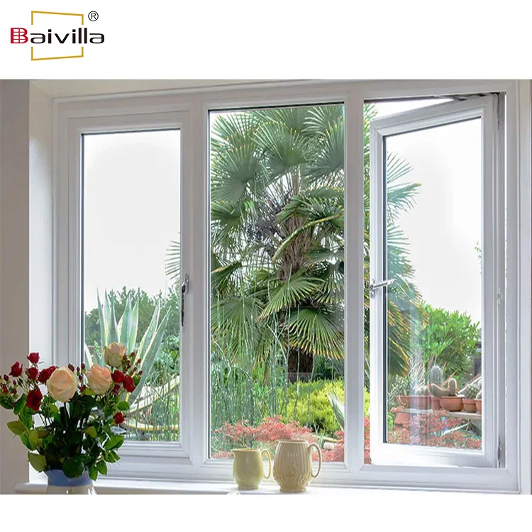 Modern White Color Plastic PVC Glass Swing Windows UPVC Double Tempered Glass Casement Window