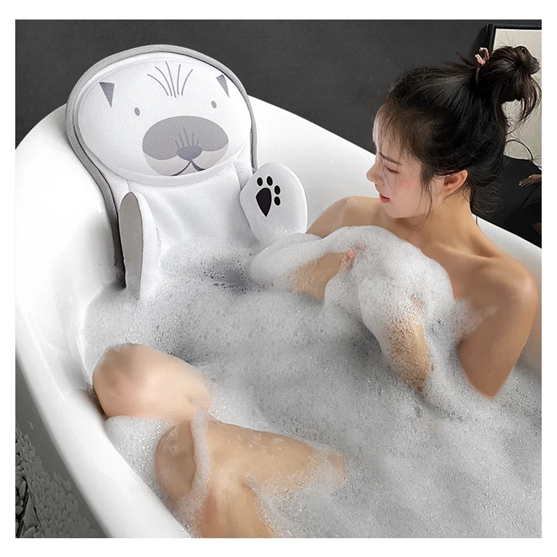 Marine Animal 4D Air Mesh Baby Bath Mat Pillow Seat Support Bath Tub Cushion Anti-slip Baby Sink Bathtub Cushion 2023