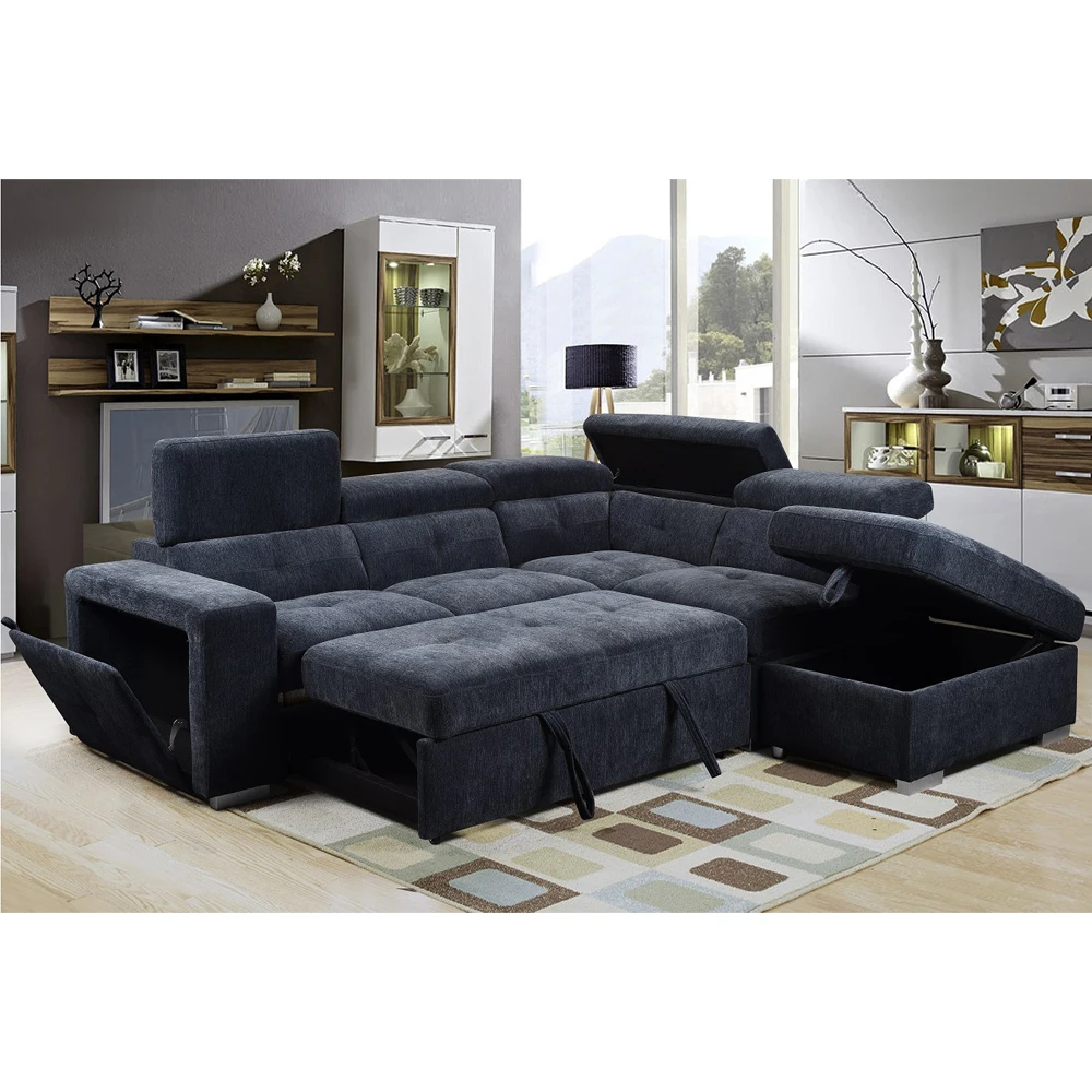 Tianhang Furniture Multi-function Sofa Set High Density Foam Soft Seat Feeing 7 Seater Ottoman with Storage Sectional Bed