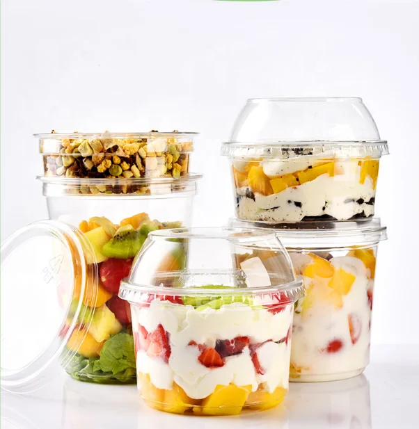 
Factory fresh sliced fruit take away clear yogurt cake plastic packaging box freezer safe plastic container 