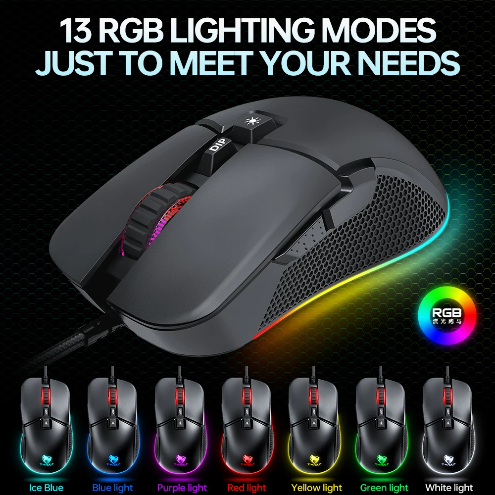 T-WOLF G590 Free cheap ergonomic magic rgb Mouse wired usb gaming mouse Glorious Mice for pc computer laptop