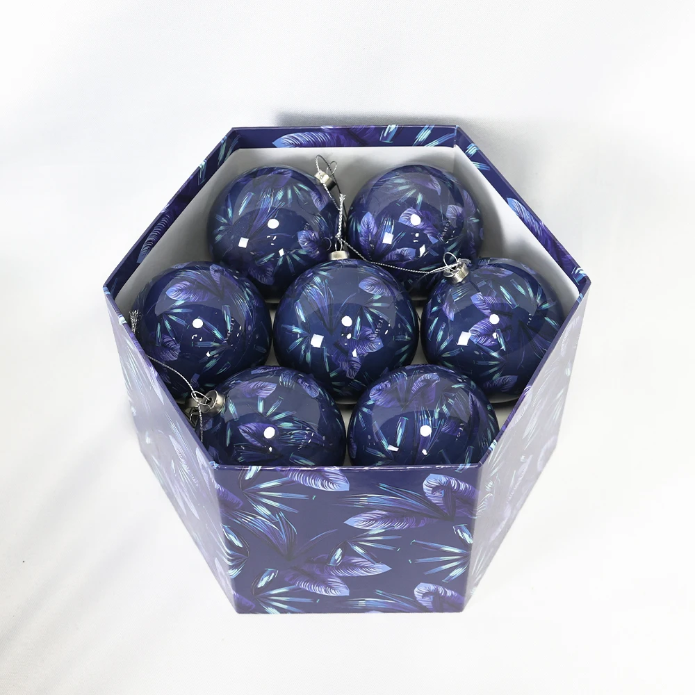 Custom Pattern Logo Shatterproof Bauble Decoupage Christmas Balls Blue Ornaments Bolas De Navidad For Xmas Tree Decorations