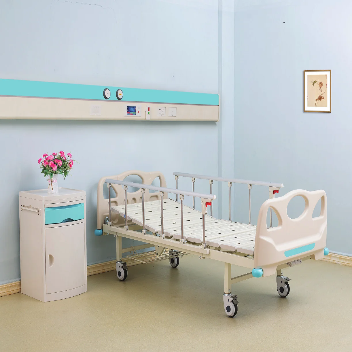 Free customization cheaper price single crank manual crank medical bed hospital
