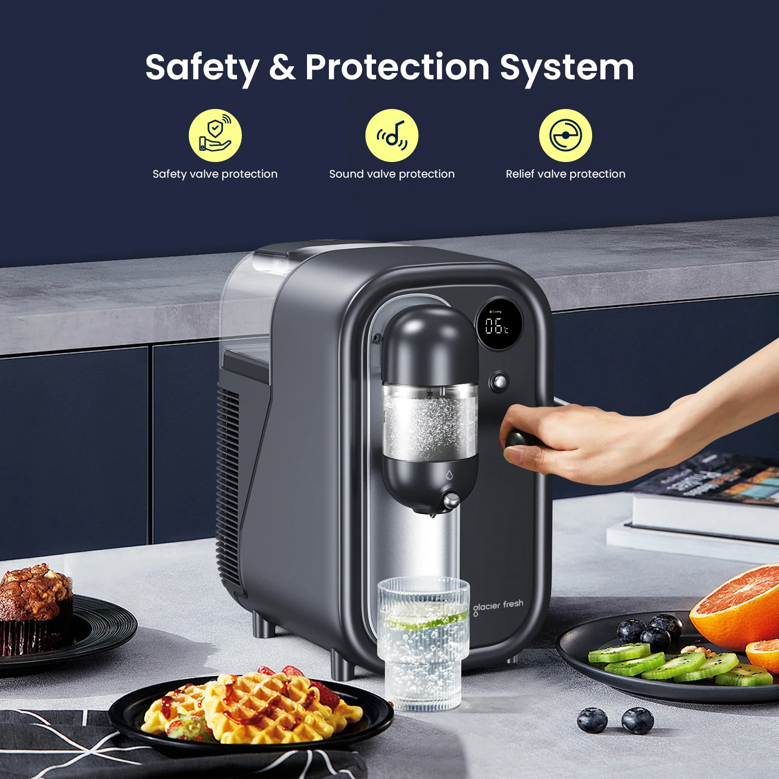 High Quality Cooling 6 Degrees Celsius with LED Display and 1.6L Water Tank Home Soda and Sparkling Water Maker and Soda Maker