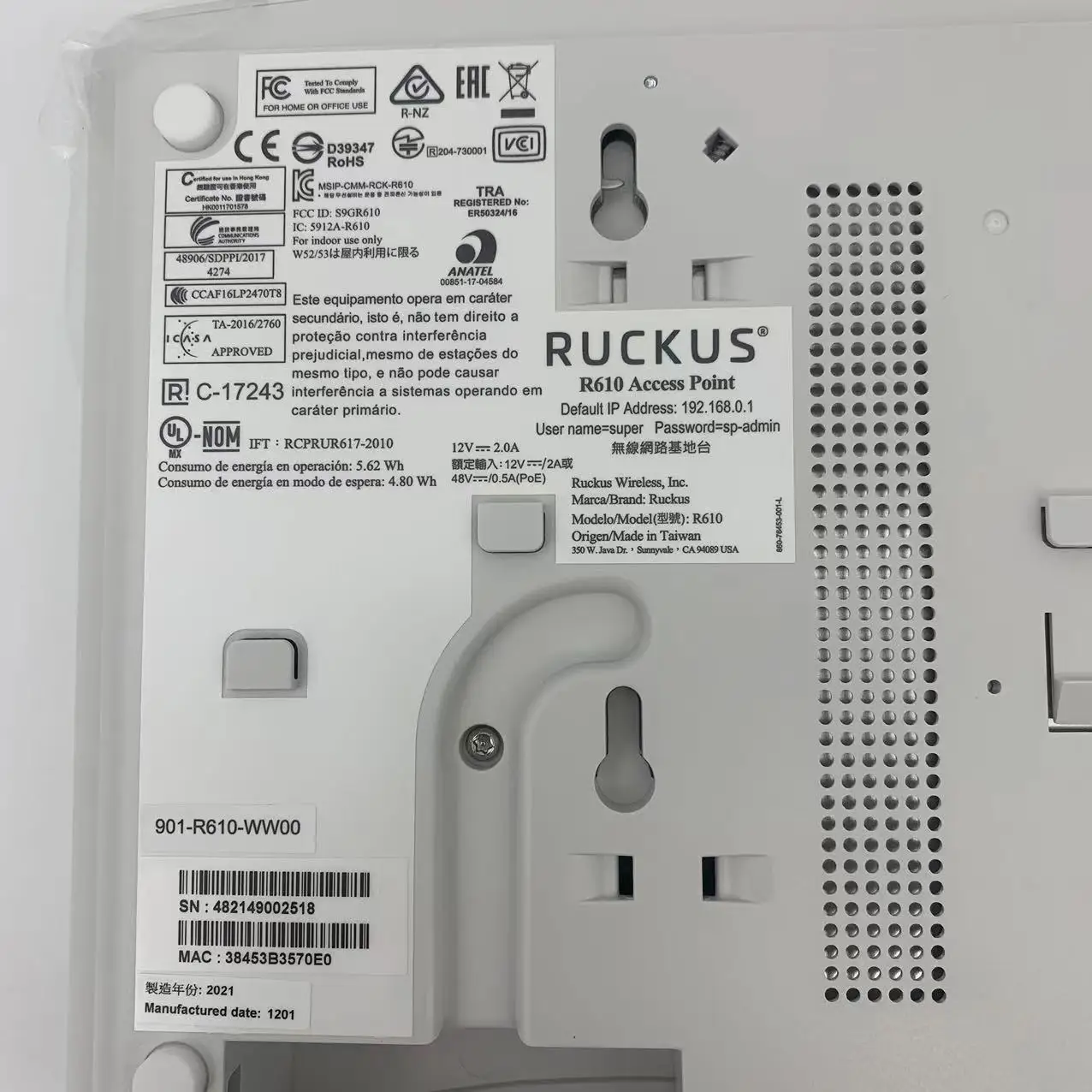 Original Manufactured Ruckus R610 AP Smart Wi-Fi Access Points 901-R610-WW00