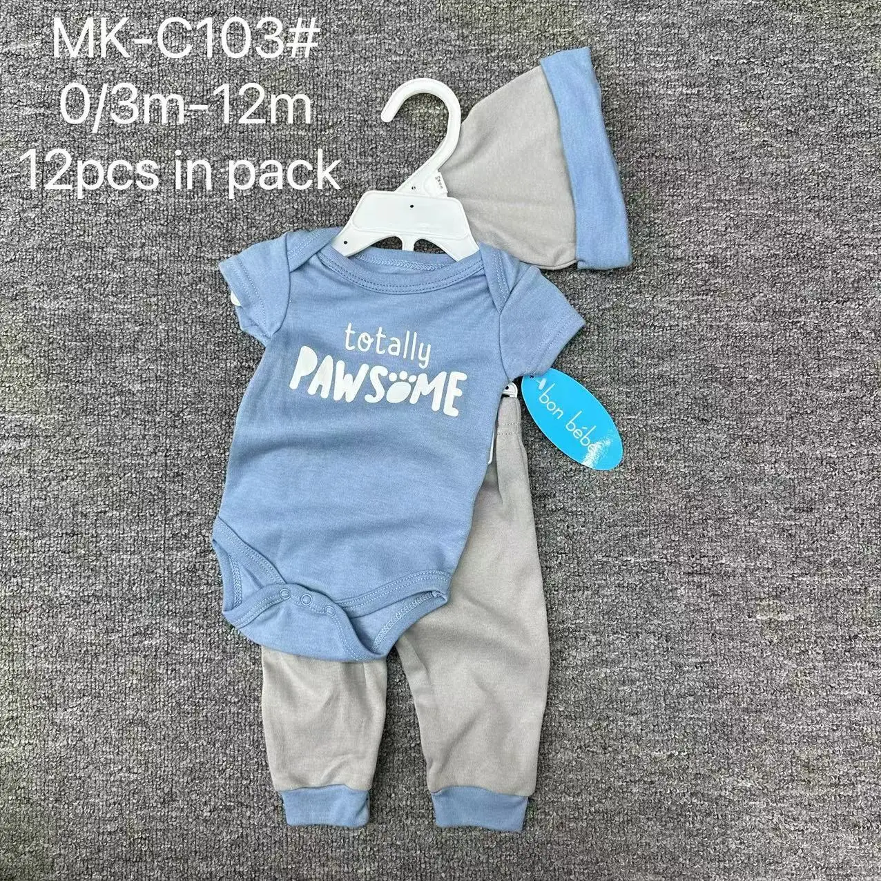 2024 Wholesale 3 Pieces Cotton Baby One Set Romper Set Newborn Swaddling Clothes Printing Patterns Bodysuits Jumpsuit Summer