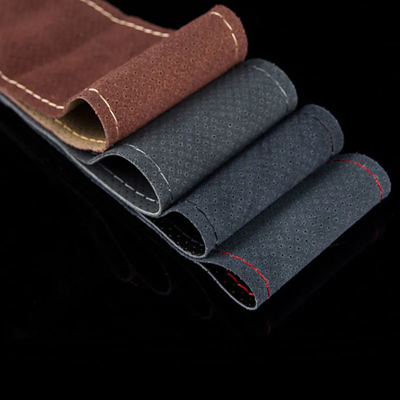 38Cm Leather Soft Anti Slip Cowhide With Needle And Thread Leather Universal Car Steering Wheel Cover