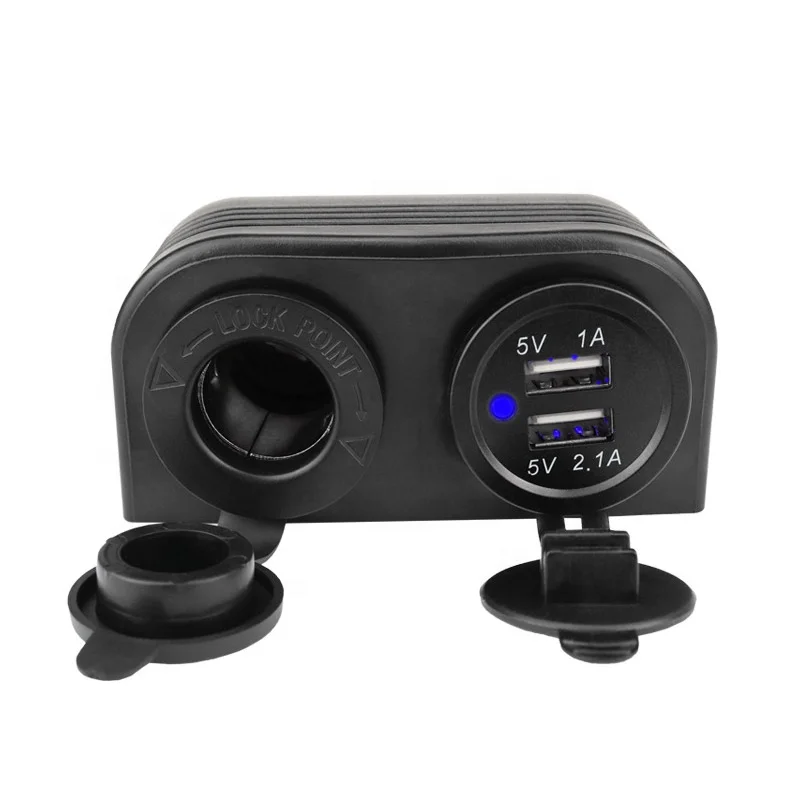 1A 12V 24V модифицированный автомобильный прикуриватель двойное зарядное устройство USB с двумя отверстиями крышка палатки Панель Крепление для грузовика лодки мотоцикла