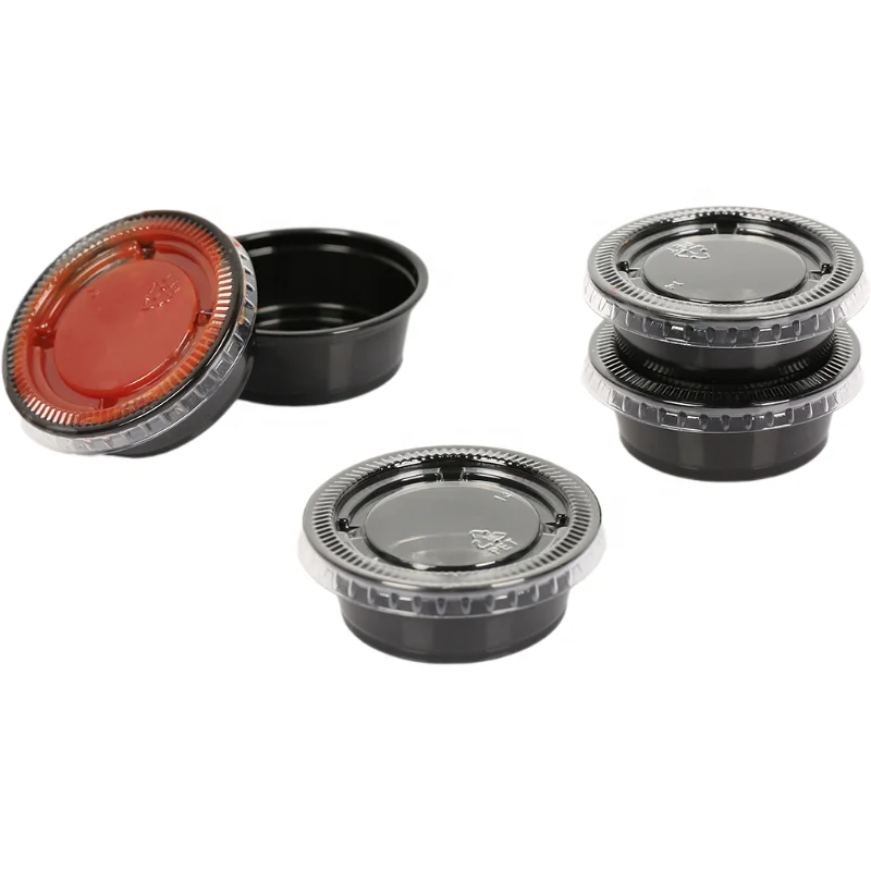 Premium Quality Plastic Disposable Portion Sauce Cups with Strong Lids Condiment Cup Leak-Resistant, Tight fit