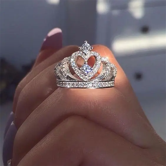  CAOSHI модные роскошные кольца с полыми кристаллами для женщин милым сердцем женское кольцо короной