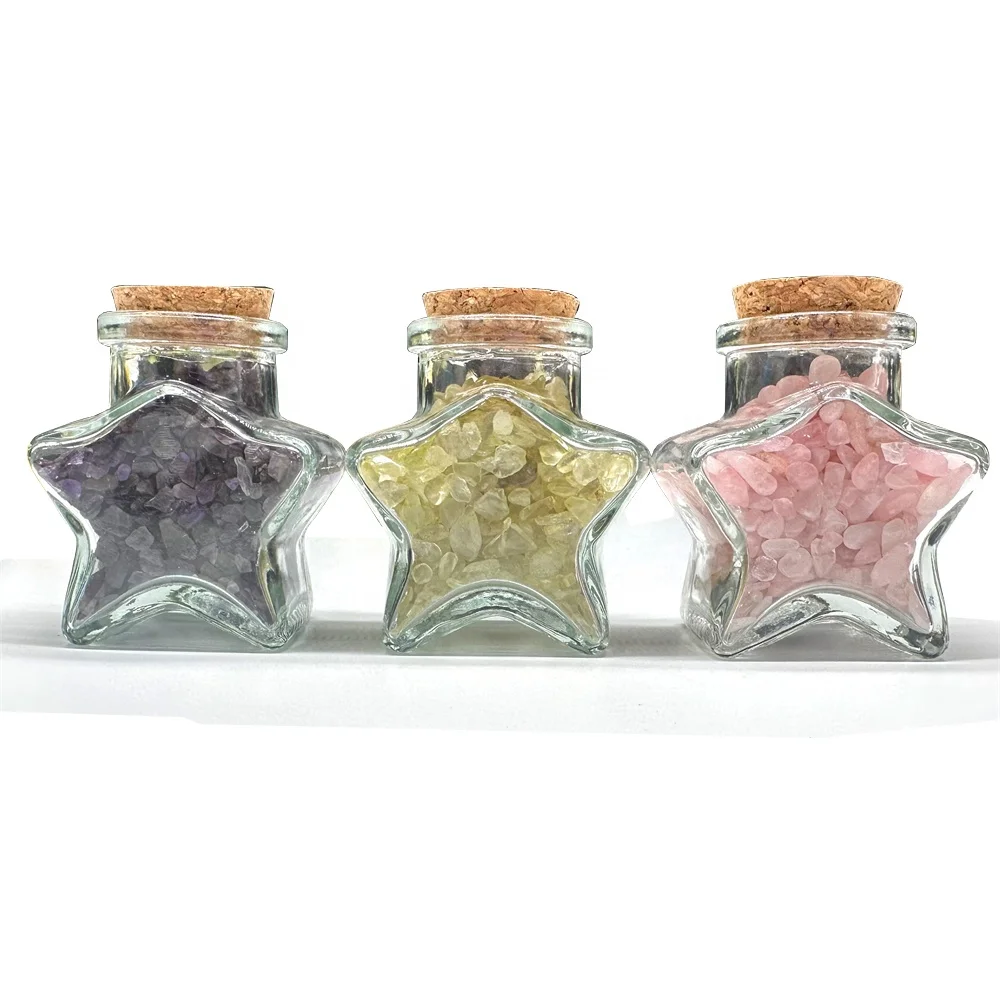 wholesale bulk Natural Quartz Healing Crystal Chips Stones Glass Wishing Bottle For Decoration