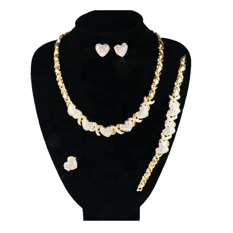 2021 African Jewelry Set 14K Gold Plated With Rhinestone High Quality XOXO Necklace Jewelry Sets For Women