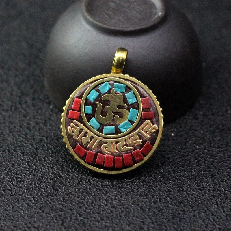 Moyamiya jewelry handmade Nepal style tibetan six mantras natural stone pendant for bracelet necklace visuteria buddhist