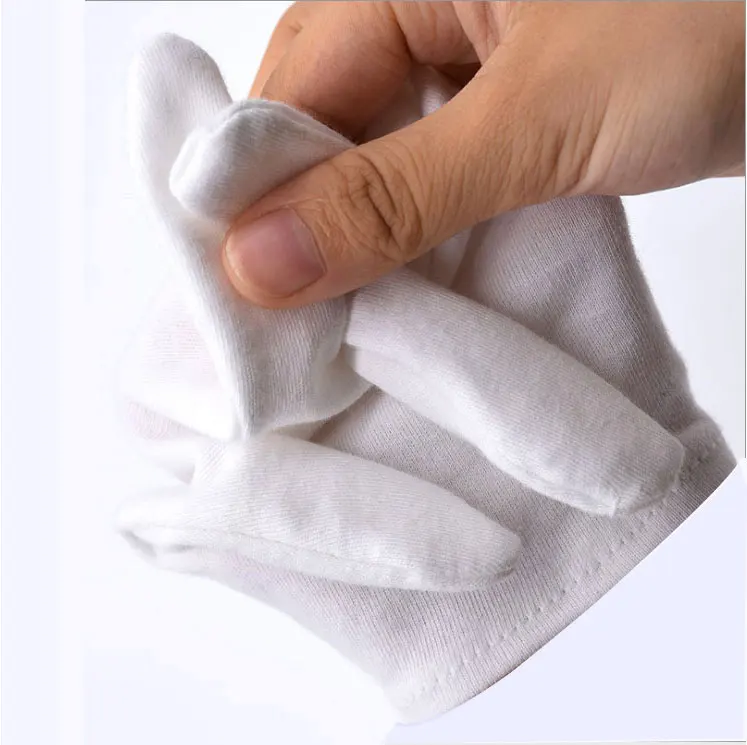 
Biodegradable high quality disposable jewelers inspections elastic cotton white jewelry medium thickness gloves guantes 