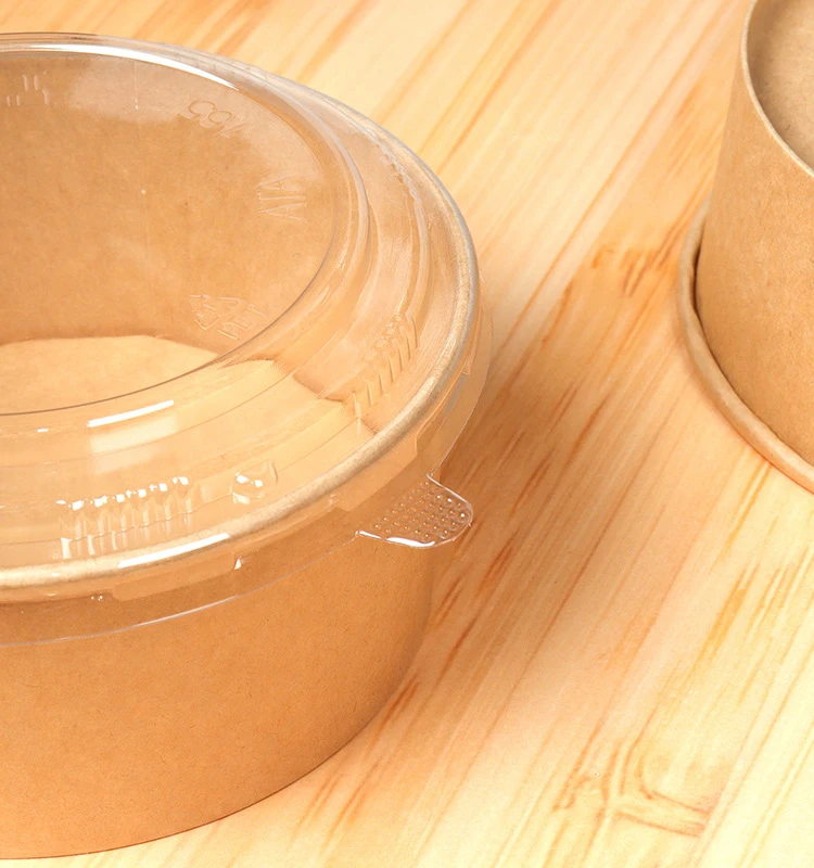 Оптовая продажа, контейнер из крафт-бумаги, миска для мороженого, биоразлагаемая одноразовая бумажная миска с крышкой