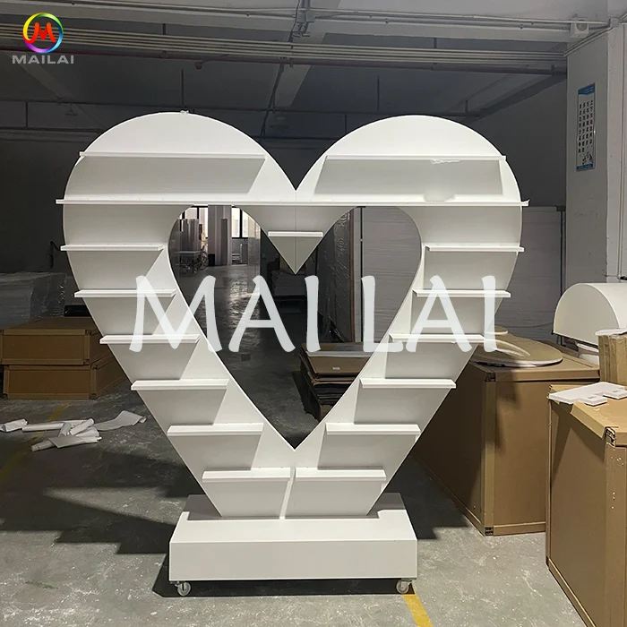 Love shape giant white champagne wall wedding display backdrop for party event decoration