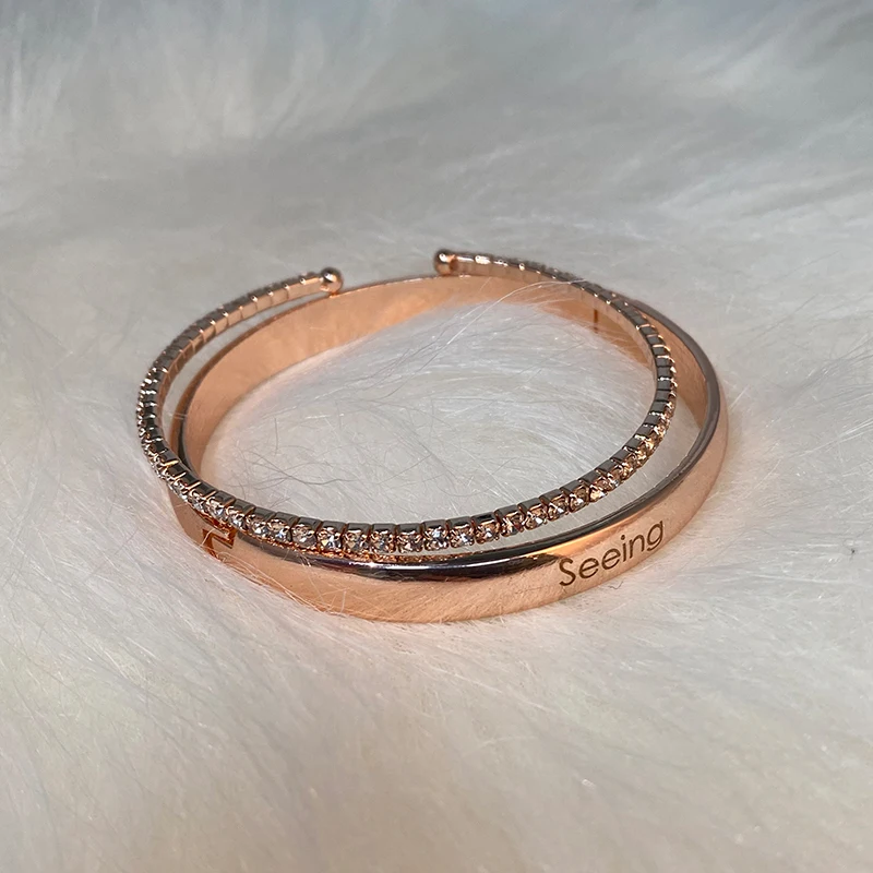 Custom Fashion Diamond Watch Bracelet Women Accessories Wholesale Shiny Bangles With Rhinestone Bracelets Dames