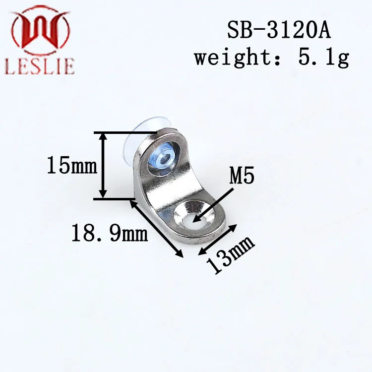 Furniture hardware shelf support L-shaped arc chrome-plated cabinet partition bracket Glass Shelf Support Pin with Sucker