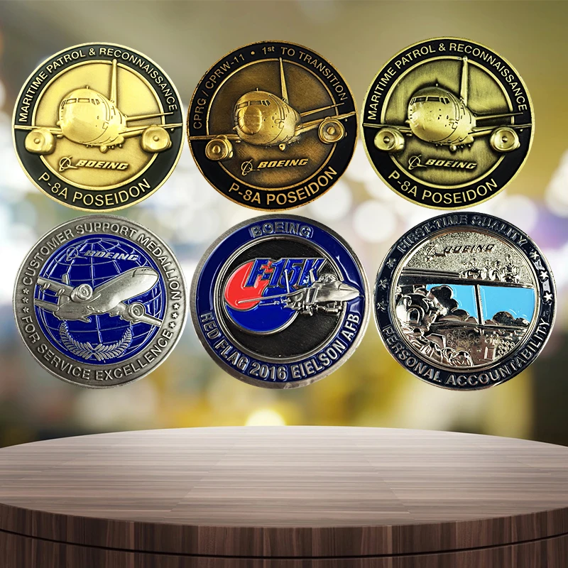 Coins Aircraft  Pilot Plated Metal Zinc Alloy coin Customized 3D Brass Commemorative Coins